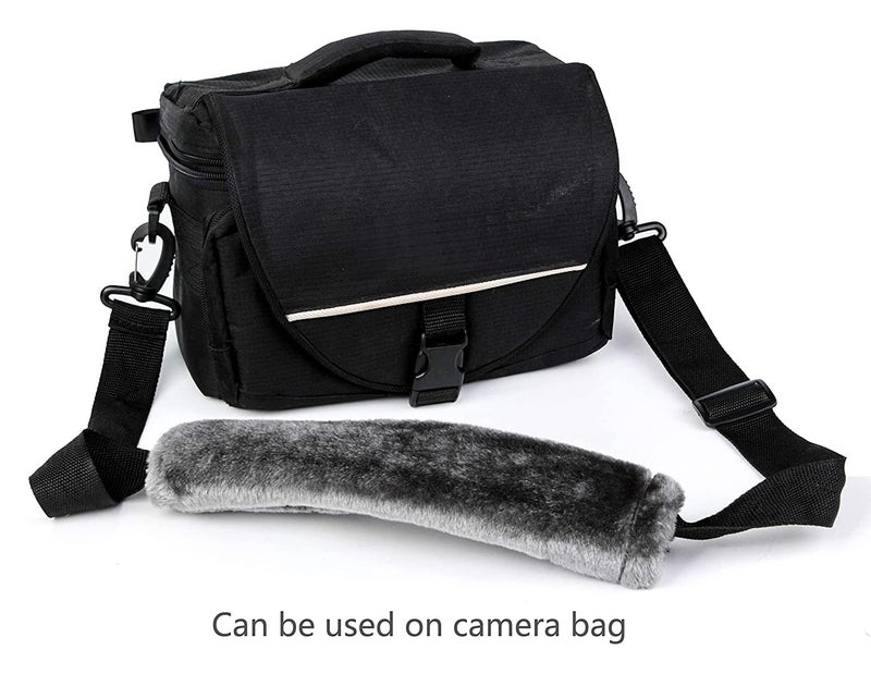 Amooca Soft Faux Fur Universal Fit Seatbelt Cover Car Truck SUV Airplane Seat Belt Shoulder Pad for Carmera Backpack Straps Neck Cushion Protector 2 Pack 10.5in Dark Gray - Image 5